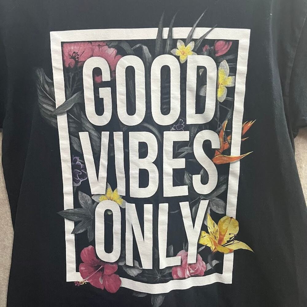 DOM Good Vibes Only Black TShirt Mens Size Medium - Picture 2 of 7